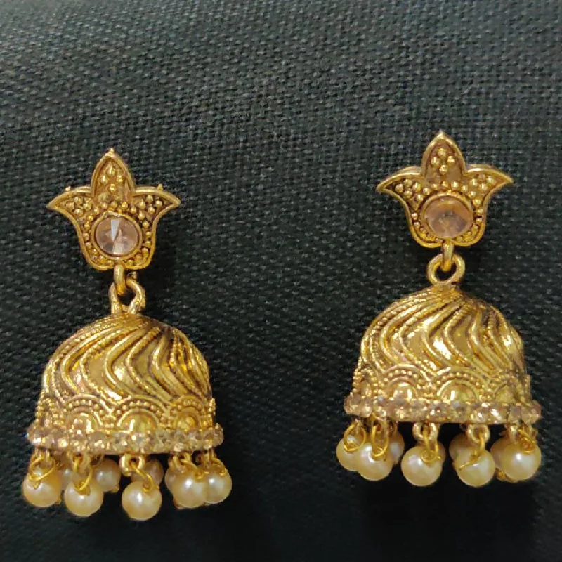 glamorous earrings for women-Shreeji Gold Plated Jhumki Earrings