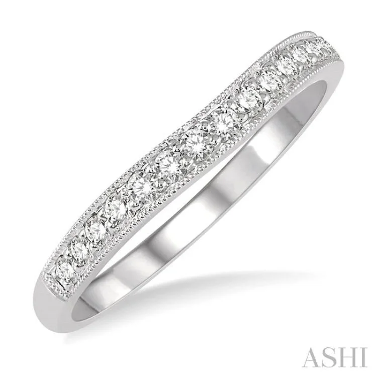 personalized name rings for women-1/4 Ctw Round Cut Diamond Wedding Band in 14K White Gold