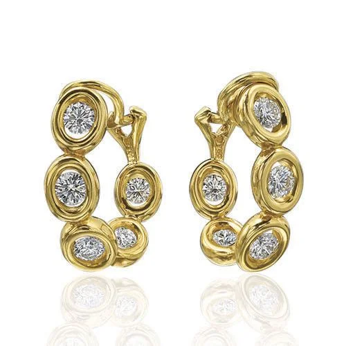 antique earrings for women-Oasis 1.58Ct Diamond Curved Earrings in 18K Yellow Gold