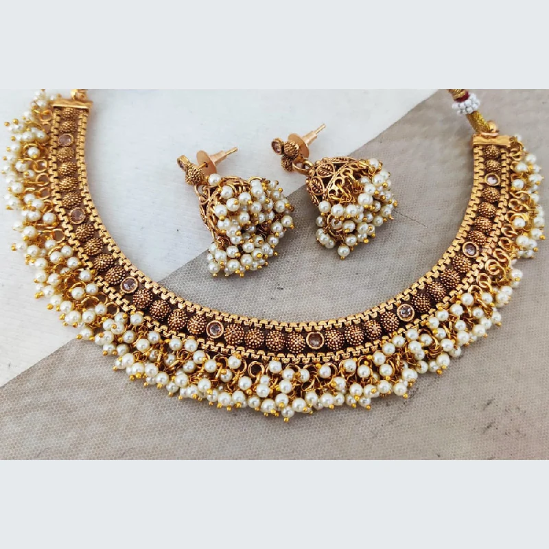 classic pearl necklaces for women-Rani Sati Jewels Gold Plated Pearl Necklace Set