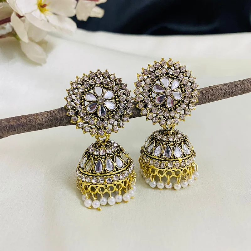 sterling silver earrings for women-Subhag Alankar White Attractive Kundan earrings For Girls and Women