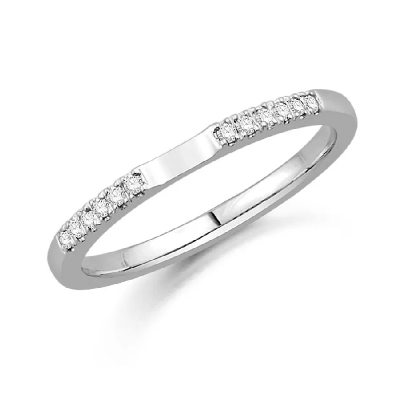 luxury engagement rings for women-0.08ct 12-Round Brilliant Cut Diamond Cut-Out 18ct White Gold Wedding Band