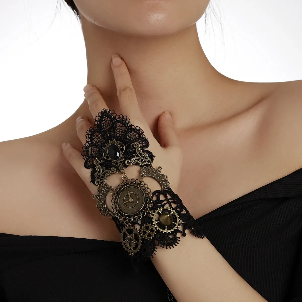 luxury gold bracelets for women-Retro Punk Geometric Lace Women's Bracelets