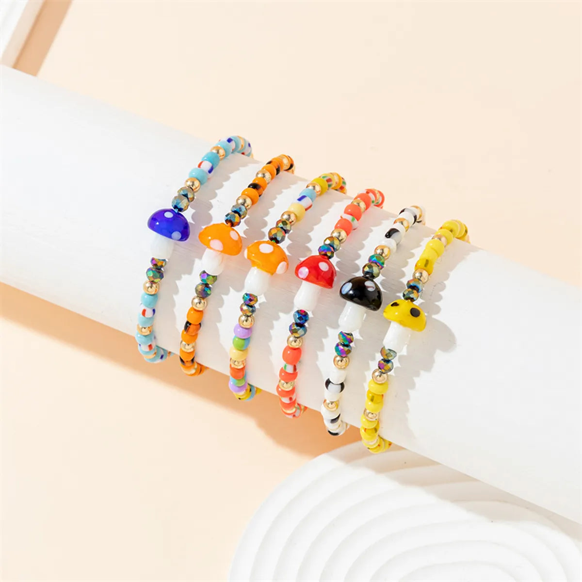 stackable bangle sets for women-IG Style Cute Simple Style Mushroom Glass Unisex Drawstring Bracelets