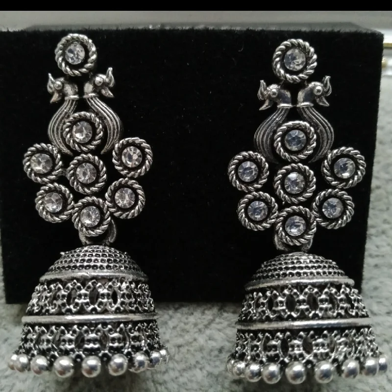 gold plated stud earrings for women-Tahura Oxidised Plated Jhumki Earrings