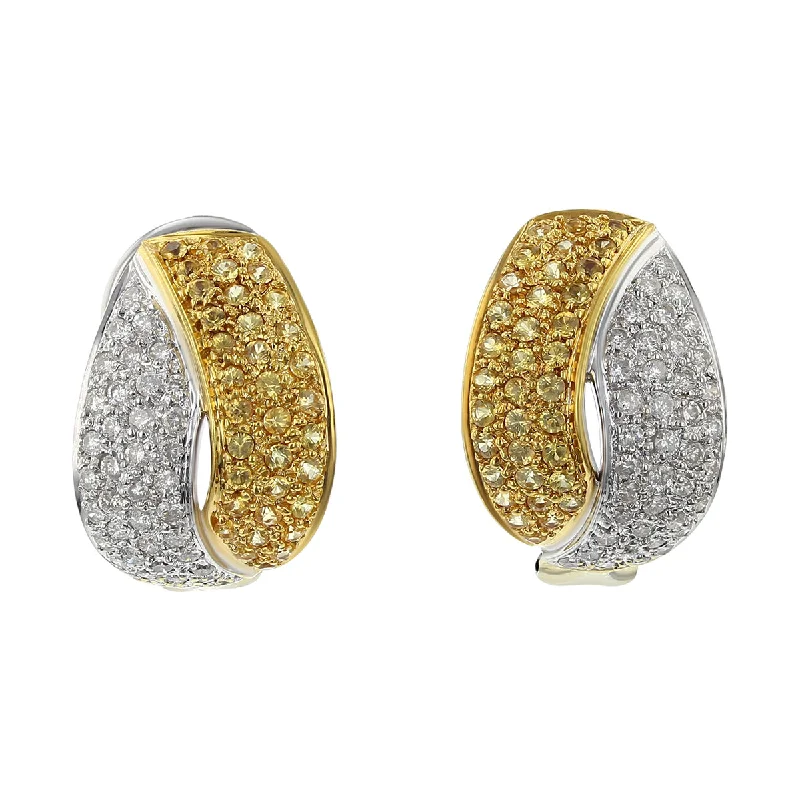 crystal earrings for women-18K Gold Yellow Sapphire and Diamond Earrings