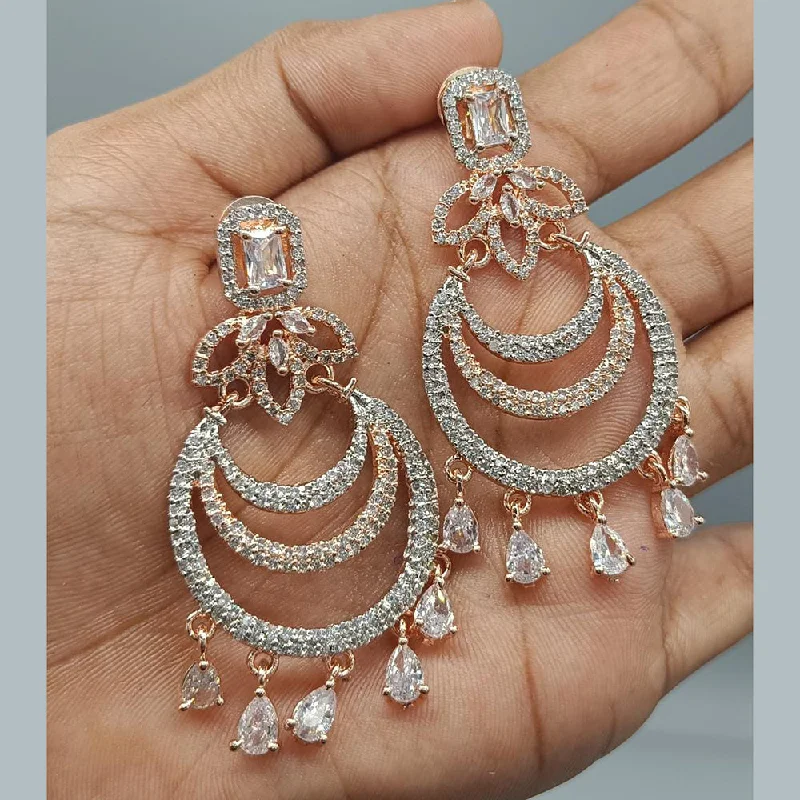 fashion earrings for women-Pooja Bangles 2Tone Plated AD Stone Dangler Earrings