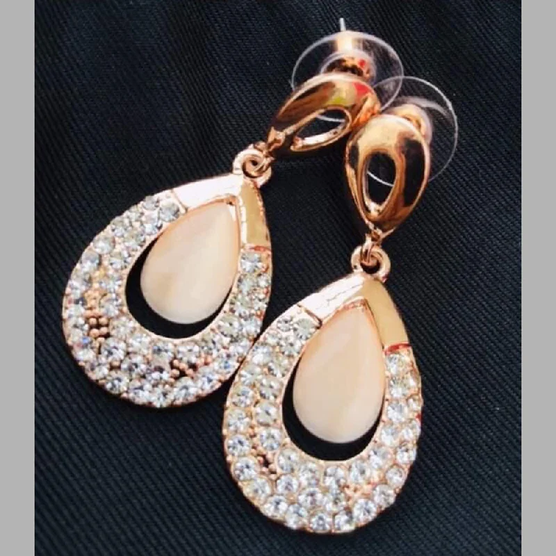 large hoop earrings for women-Sanshray Rose Gold Plated Austrian Stone Dangler Earrings