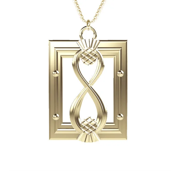 romantic necklaces for women-CELTIC INFINITY THISTLE LONG SQUARE NECKLACE