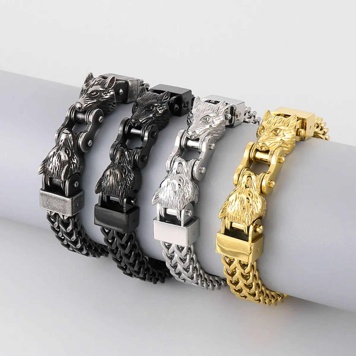 charm bracelets for women-Luxurious Animal Solid Color Stainless Steel Plating 18k Gold Plated Men's Bracelets