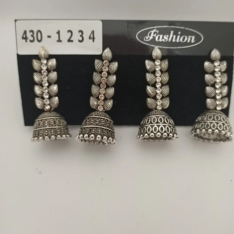 vintage gold earrings for women-Tahura Oxidised Plated Jhumki Earrings