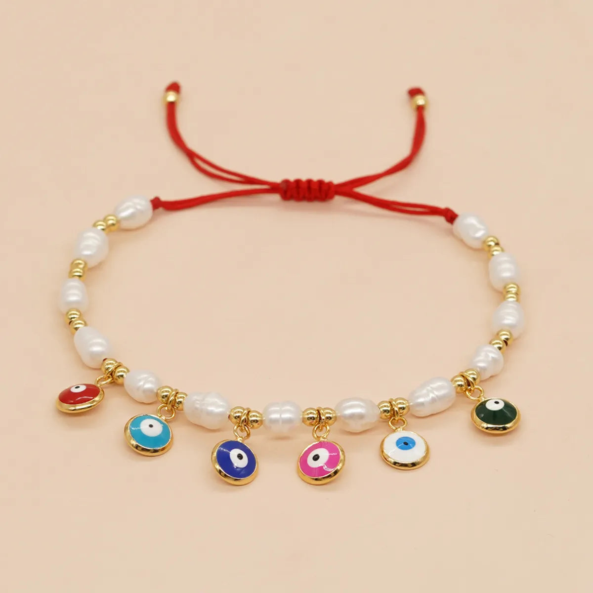 chunky bangle bracelets for women-Bohemian Devil's Eye Flower Imitation Pearl Alloy Wholesale Bracelets