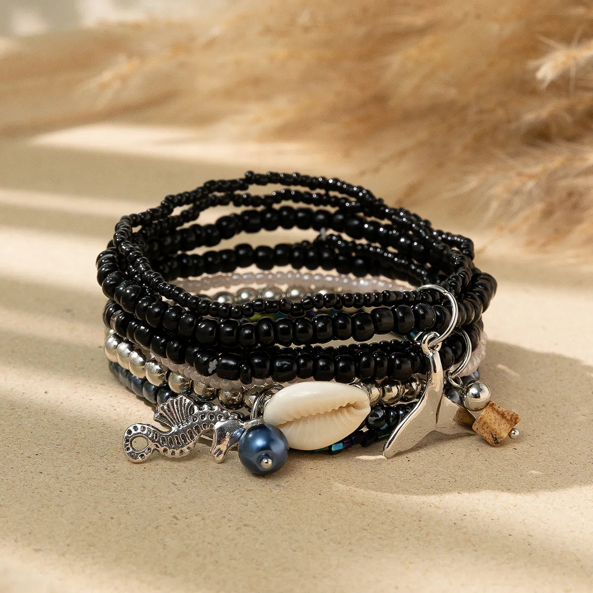 luxury pearl bracelets for women-Vacation Bohemian Ocean Mermaid Shell Glass Beaded Women's Bracelets