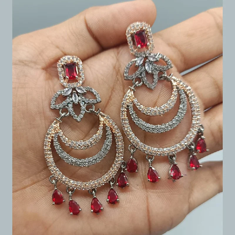 drop earrings for women-Pooja Bangles 2Tone Plated AD Stone Dangler Earrings