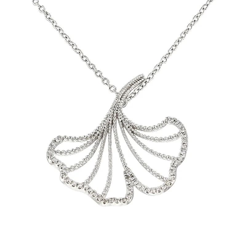 moonstone necklaces for women-18K Gold Diamond Open Leaf Pendant Necklace