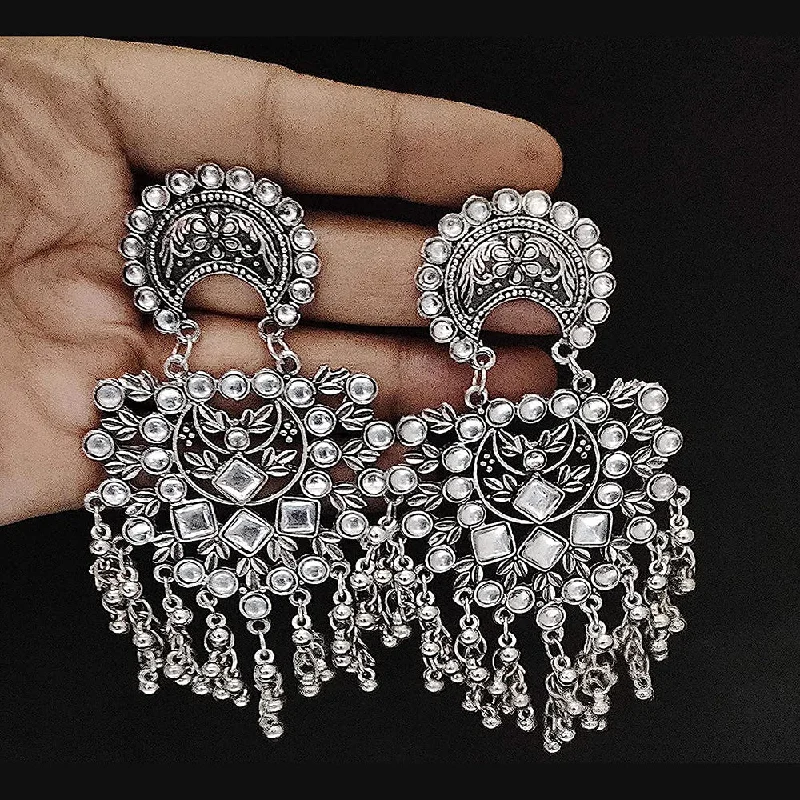 pearl drop earrings for women-Subhag Alankar Silver Stone Crystal, Stylish Design Earring For All Occasions Alloy Drops & Danglers