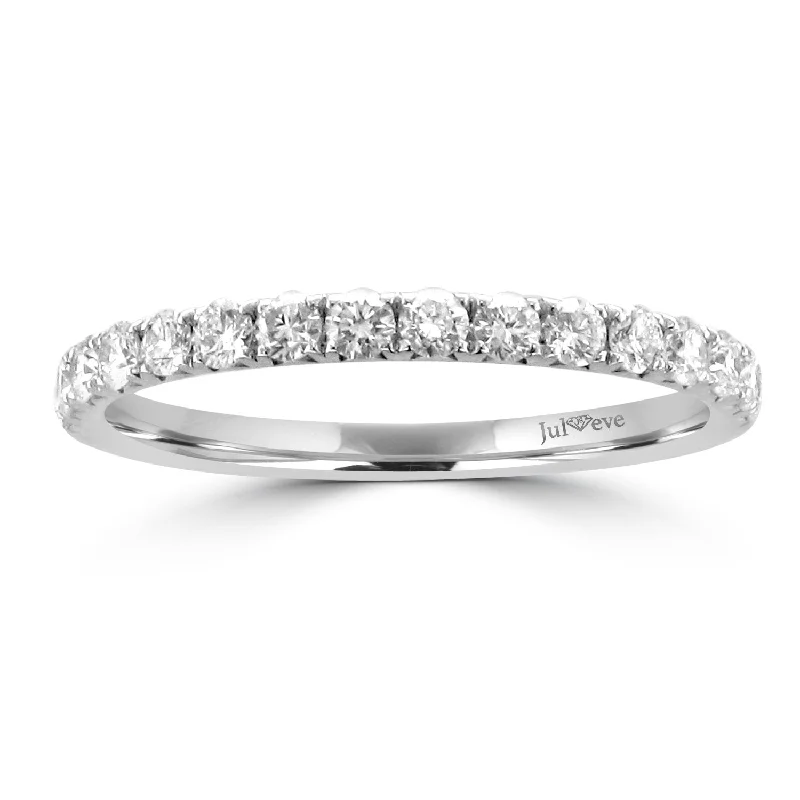 stackable wedding engagement rings for women-JULEVE 14KT WHITE GOLD .48 CTW DIAMOND WEDDING BAND