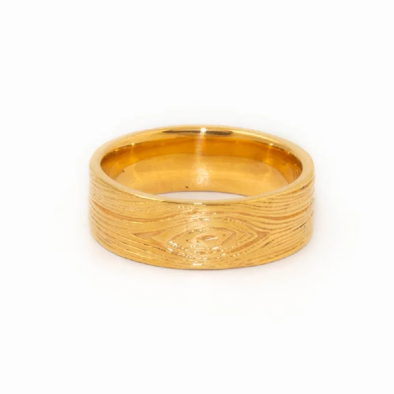 engagement rings with side stones for women-Woodgrain X Yellow Wedding Band