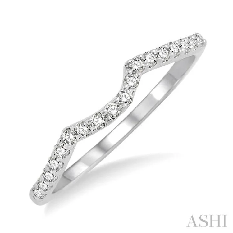 classic rings for women-1/5 Ctw Round Cut Diamond Wedding Band in 14K White Gold