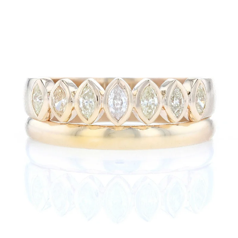 eternity rings for women-Marquise Diamond Wedding Band Set