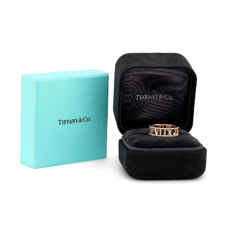 square rings for women-Tiffany & Co. Italy Diamond 18K Rose Gold Open Atlas Ring