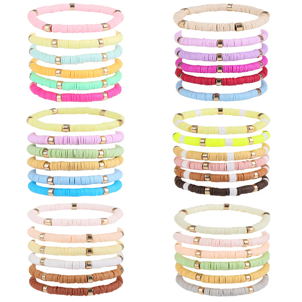 leather bangles for women-Simple Style Color Block Soft Clay Knitting Women's Bracelets 6 Pieces