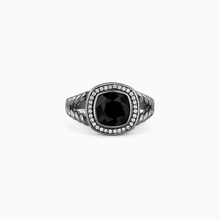 vintage rings for women-Black Rhodium Bold Fashion Ring For Him