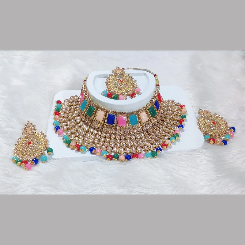 boho necklaces for women-Manisha Jewellery Gold Plated Crystal Stone Necklace Set