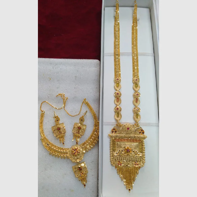 luxury necklaces for women-Pari Art Jewellery Forming Gold Combo Necklace Set