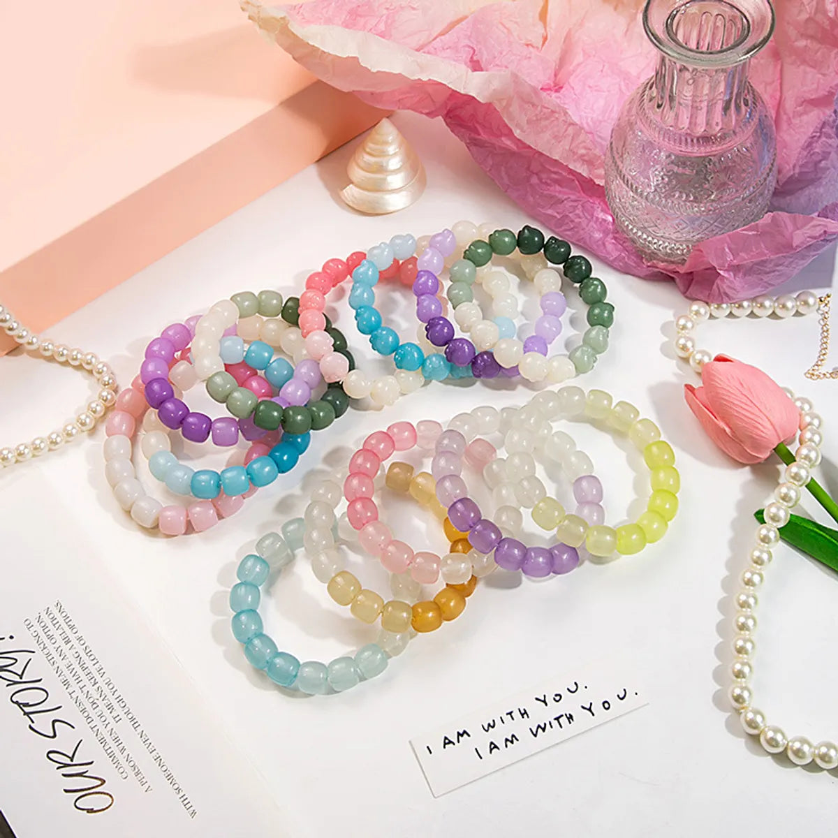 luxury bracelets for women-Casual Simple Style Round Gradient Color Plastic Beaded Plating Women's Bracelets