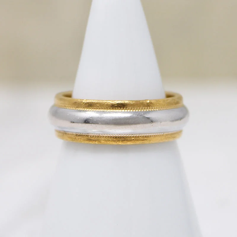 side stone engagement rings for women-Utterly Precious 24k Gold & Platinum Wedding Band