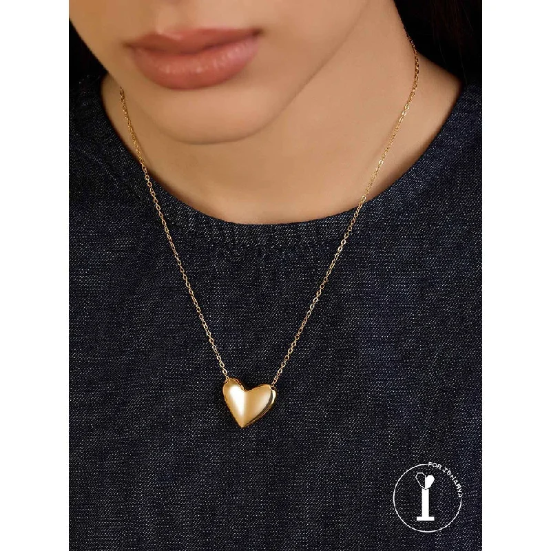 custom necklaces for women-Isharya Gold Heart Necklace In 18Kt Gold Plated