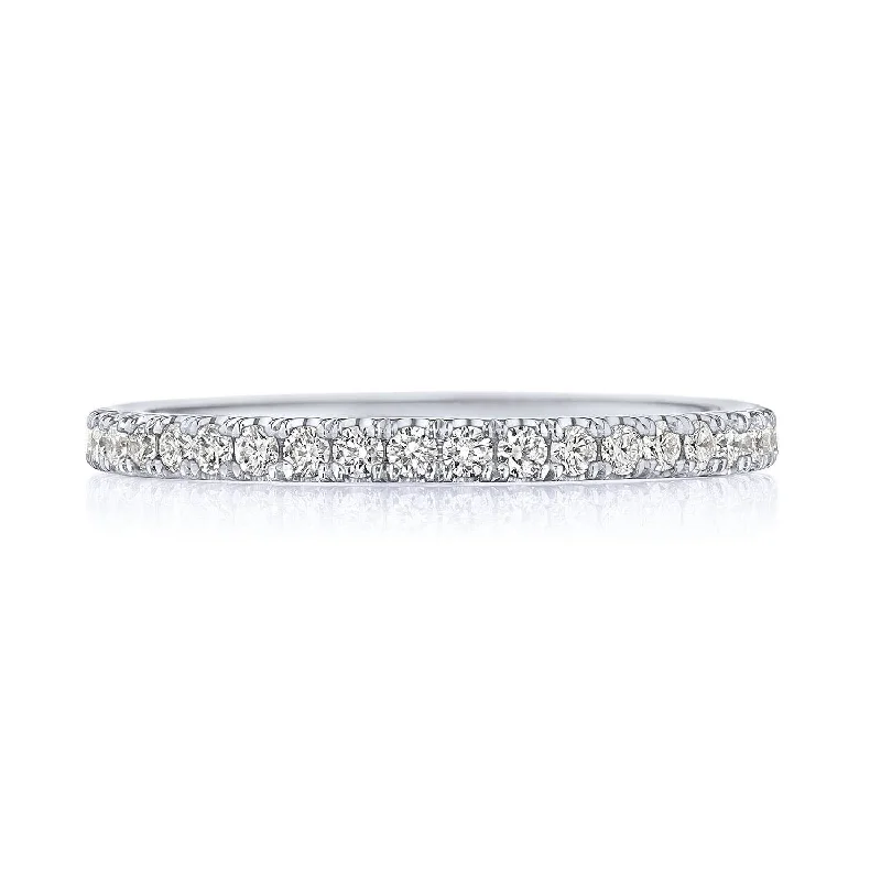 platinum and diamond engagement rings for women-Simply TACORI | French Pavé Diamond Wedding Band - 2mm 2670B34