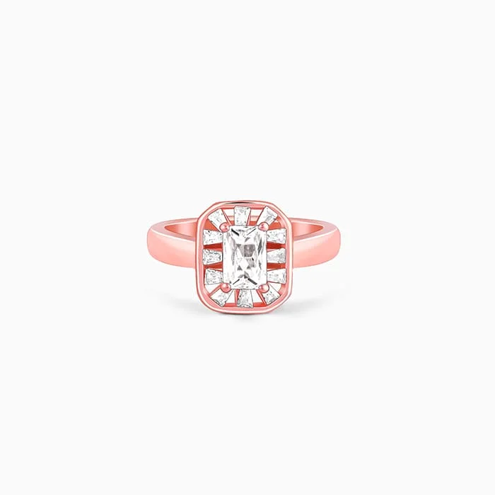 celestial rings for women-Rose Gold Joyful Square Ring