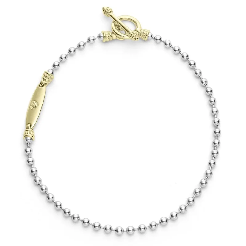 infinity bracelets for women-Lagos 18K and Sterling Silver Beaded Toggle Bracelet