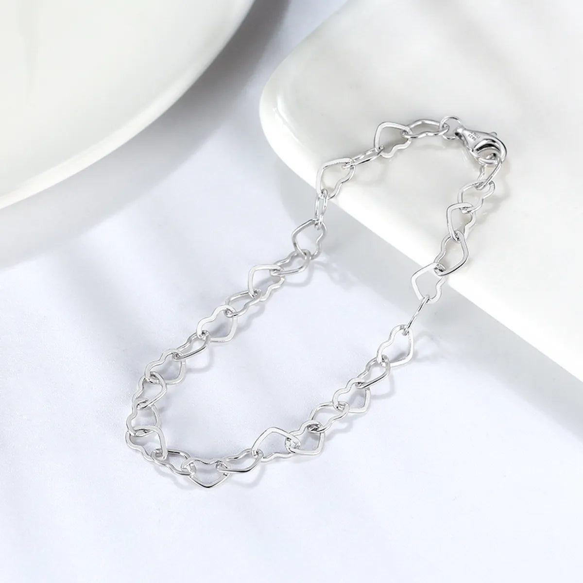 engraved bracelets for women-Simple Style Heart Shape Sterling Silver Plating White Gold Plated Rhodium Plated Silver Plated Bracelets