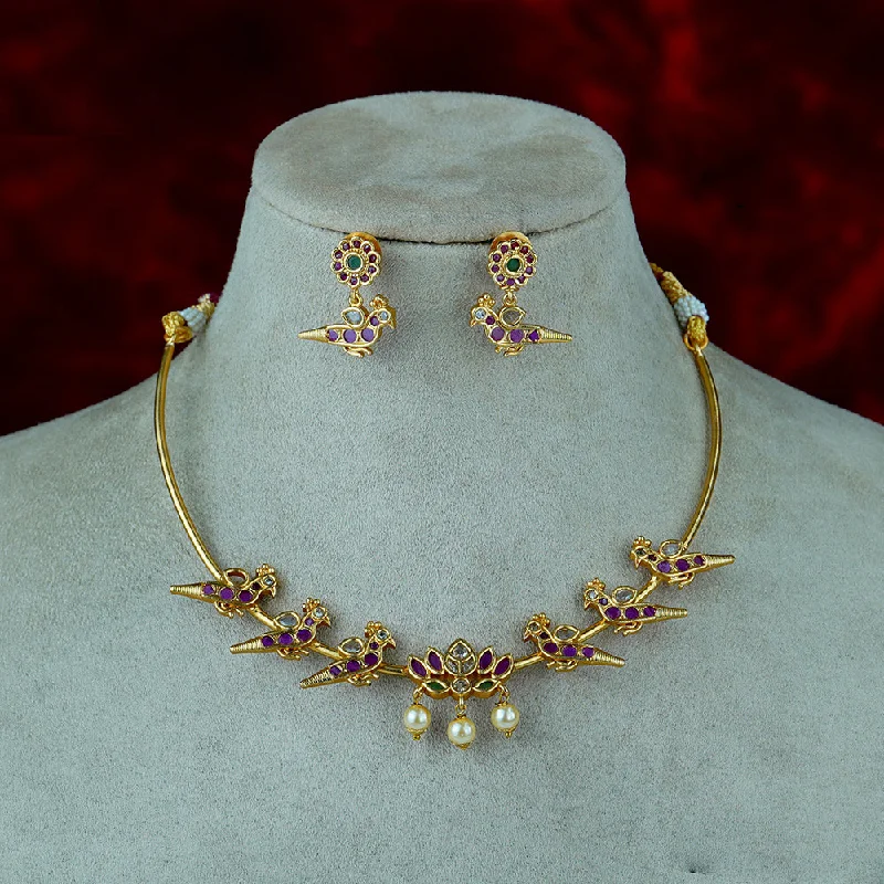 gemstone necklaces for women-Diksha Collection Gold Plated Necklace Set