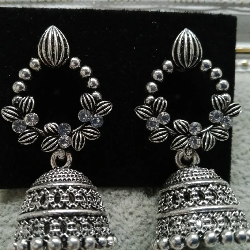 bridal diamond earrings for women-Tahura Oxidised Plated Jhumki Earrings