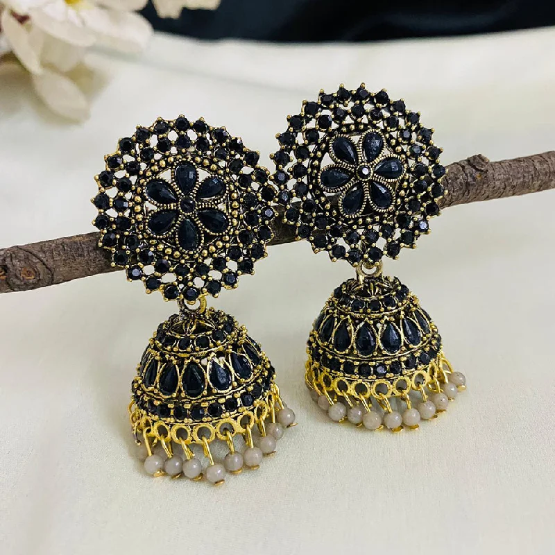 moonstone earrings for women-Subhag Alankar Black Attractive Kundan earrings For Girls and Women