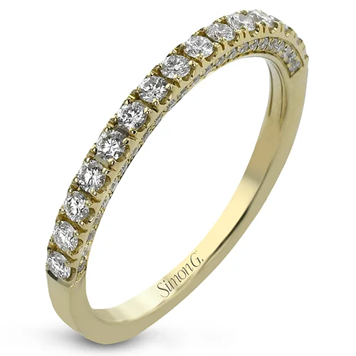 heart shaped engagement rings for women-Wedding Band in 18k Gold with Diamonds LR2595-B