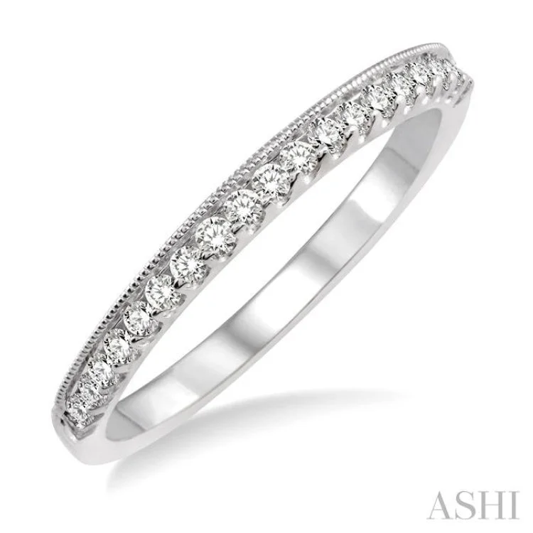 luxury engagement rings for women-1/4 Ctw Round Cut Diamond Wedding Band in 14K White Gold