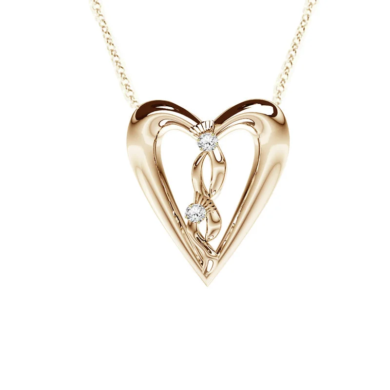 ruby necklaces for women-Edinburgh Celtic Diamond Thistle Heart Necklace in Yellow Gold