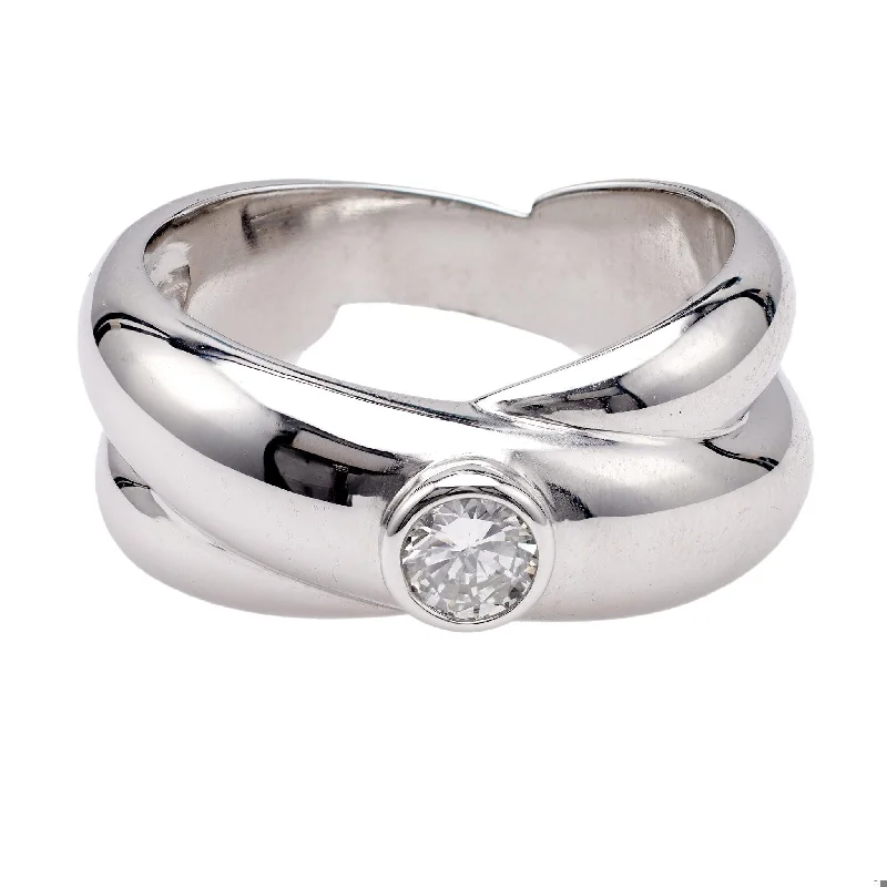 luxury diamond rings for women-Vintage French Diamond 18k White Gold Ring