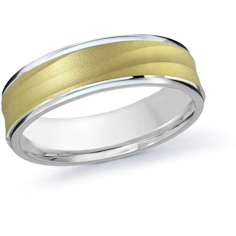 alternative engagement rings for women-Two-Tone Gold Wedding Band