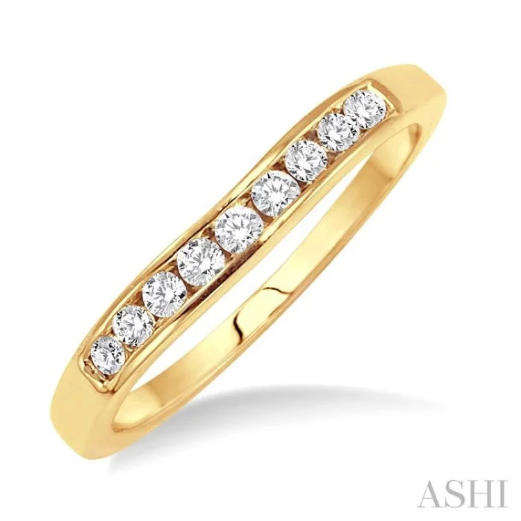 fashion rings for women-1/4 Ctw V Shape Round Cut Diamond Matching Wedding Band in 14K Yellow Gold