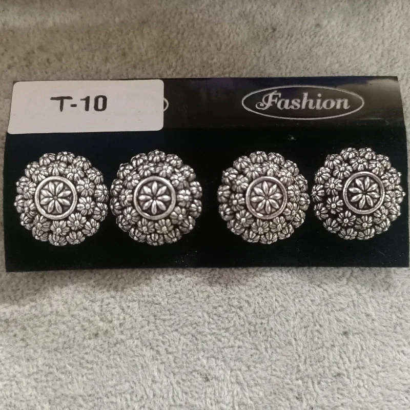 round stud earrings for women-Tahura Oxidised Plated Stud Earrings