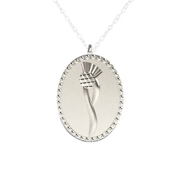 vintage diamond necklaces for women-SCOTTISH THISTLE FLOW NECKLACE IN WHITE GOLD