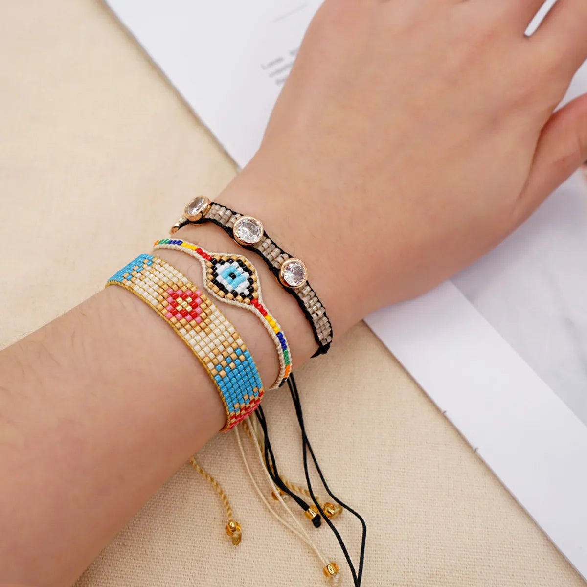 cute bangles for women-Fashion Simple Bohemian Ethnic Style Suit Miyuki Beaded Bracelet