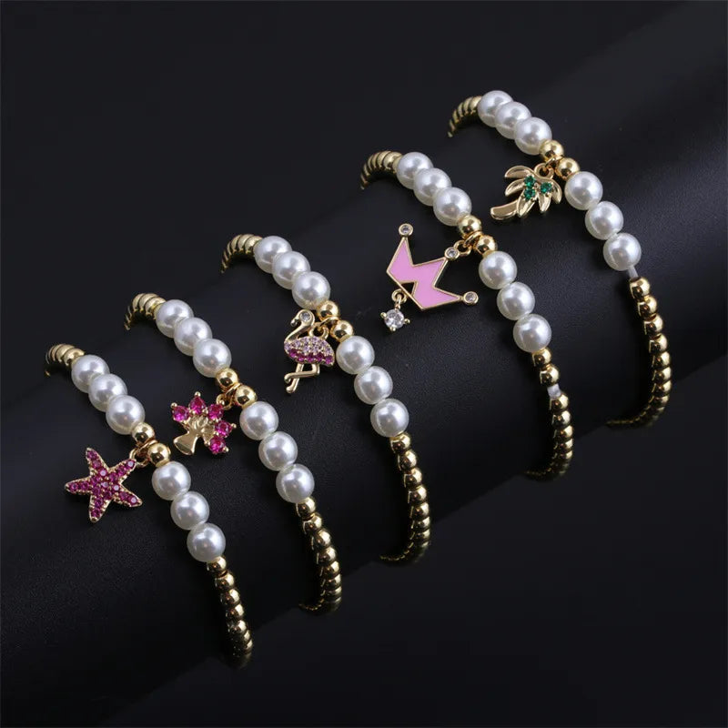 bangles for women-Copper Simple Style Shiny Beaded Inlay Animal Starfish Zircon Bracelets