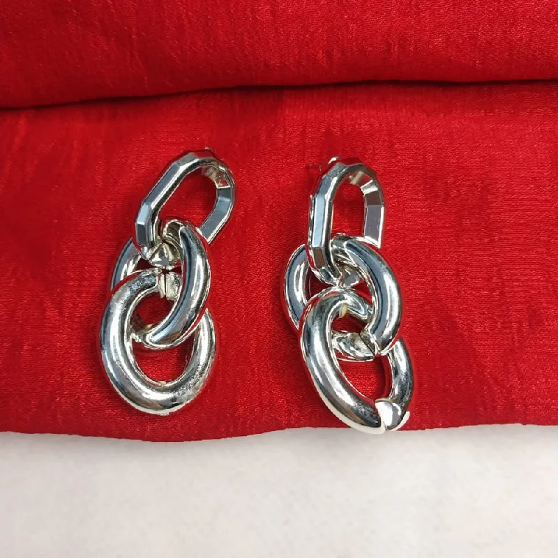 infinity drop earrings for women-Lucentarts Jewellery Silver Plated Dangler Earrings